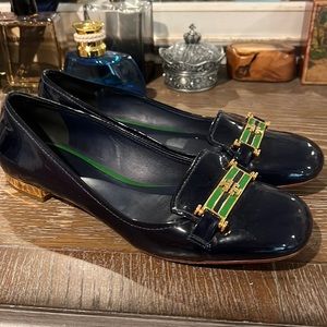 Tory Burch Vintage Navy Patent Leather Loafers 9M